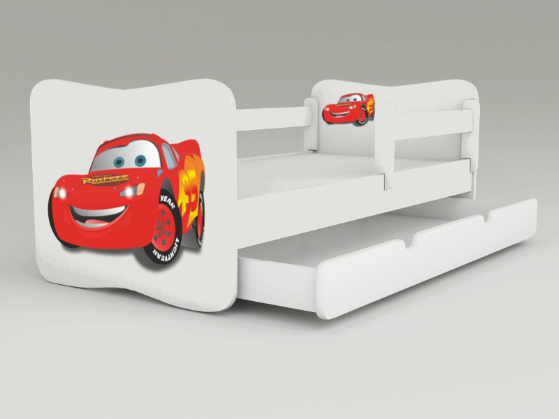 Detská posteľ s odnímateľnými bočnicami + šuflík Cars MC